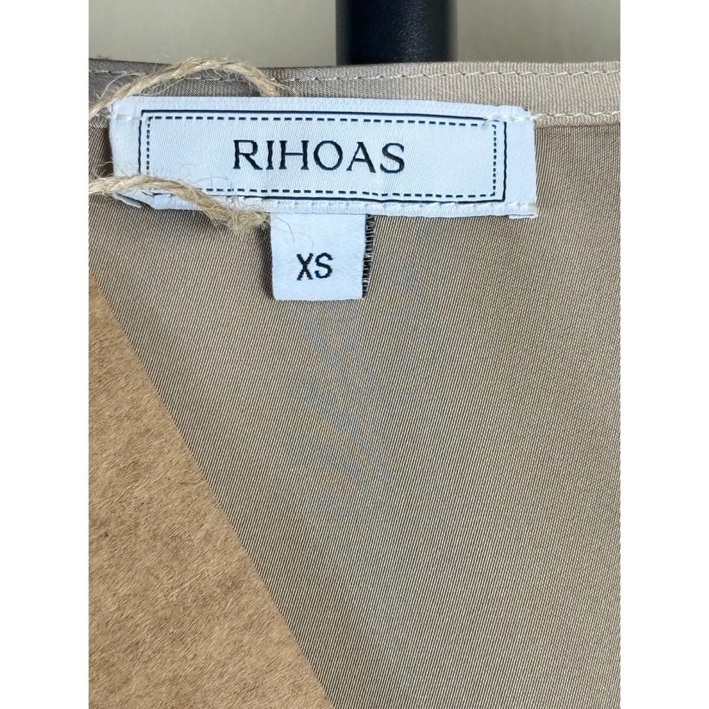 RIHOAS Womens Apricot Satin V Neck A-Line Midi Dress Apricot Relax Fit XS - Picture 9 of 16